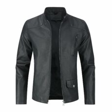Allthemen Mens Leather Jackets Casual Stand Collar Jacket Full Zipper Bomber Jacket Long Sleeve Outdoor