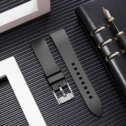 BINLUN Silicone Watch Straps Quick Release Fluororubber Watch Bands 19mm 20mm 21mm 22mm 24mm Rubber Smartwatch Replacement Band Sport Watchbands for Men Women Black/Brown/Blue/Red/Green/Orange - Image 3