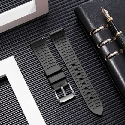 BINLUN Silicone Watch Straps Quick Release Fluororubber Watch Bands 19mm 20mm 21mm 22mm 24mm Rubber Smartwatch Replacement Band Sport Watchbands for Men Women Black/Brown/Blue/Red/Green/Orange - Image 4