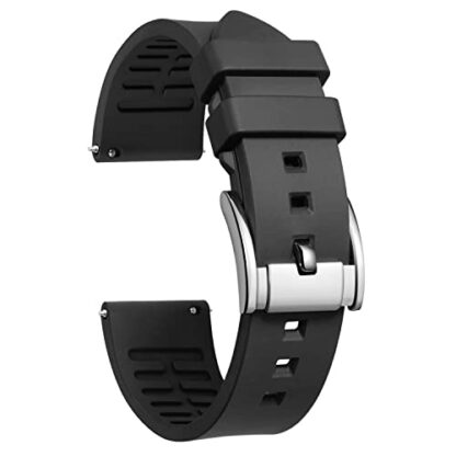 BINLUN Silicone Watch Straps Quick Release Fluororubber Watch Bands 19mm 20mm 21mm 22mm 24mm Rubber Smartwatch Replacement Band Sport Watchbands for Men Women Black/Brown/Blue/Red/Green/Orange - Image 2