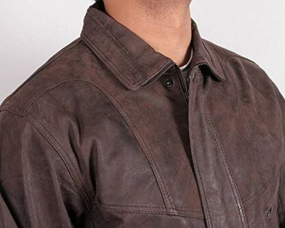 BRANDSLOCK Mens Real Leather Bomber Jacket Merve - Image 3