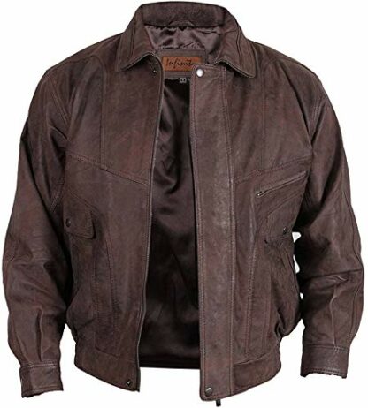 BRANDSLOCK Mens Real Leather Bomber Jacket Merve - Image 4