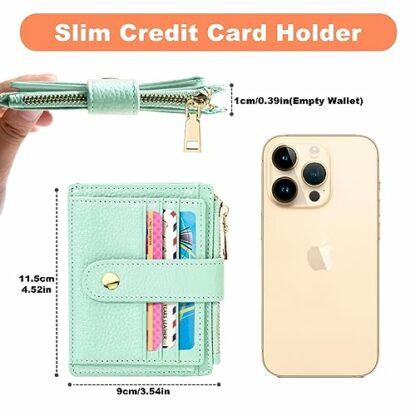 BTNEEU Men Women Leather Credit Card Holder RFID Blocking Slim Leather Wallet, Minimalist Card Holder Small Wallet with Coin Pocket, Thin Front Pocket Wallets with 9 Card Slots - Image 4