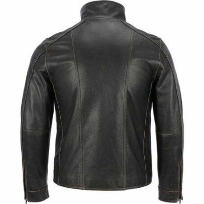 Black Rivet Men's Jacket | Genuine Leather Jacket with Faded Seam | Made from Real Cow Hide Leather - Image 4
