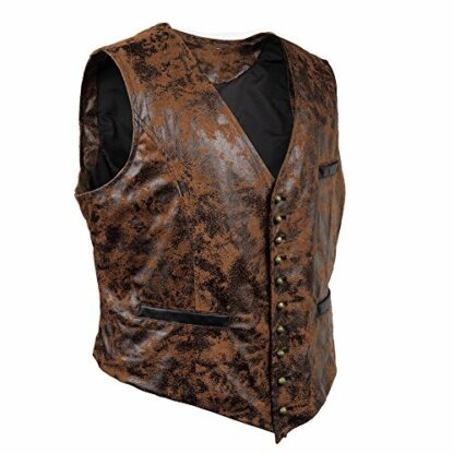 Bslingerie® Mens Steampunk Faux Leather Waistcoats Vest (XL, Brown 2) - Image 3