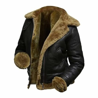 CHAYELL Women's Leather Jacket with Hood Faux Fur Shearling Aviator Pilot Bomber Genuine Sheepskin Leather Jackets for Women - Image 2