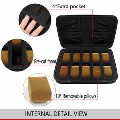 COMECASE 10 Slots Watch Box Organizer/Men Watch Display Storage Case Fits All Wristwatches and Smart Watches up to 42mm with Extra 4 Pocket for Watch Band and Other Accessories (Black) 4 COMECASE 10 Slots Watch Box Organizer/Men Watch Display Storage Case Fits All Wristwatches and Smart Watches up to 42mm with Extra 4 Pocket for Watch Band and Other Accessories (Black) - Image 4