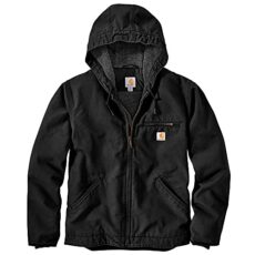 Carhartt Men's Relaxed Fit Washed Duck Sherpa-Lined Jacket Work Utility Outerwear