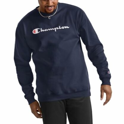 Champion Men's Powerblend Fleece Crew, Script Pullover Sweater, Semi-opaque 4 Champion Men's Powerblend Fleece Crew, Script Pullover Sweater, Semi-opaque - Image 4