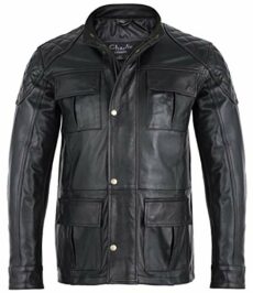 Charlie LONDON Mens Soft Black Leather Biker Long Jacket - Three Quarter Brontes Jacket