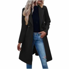Coats for Women UK Womens Autumn and Winter Lapel Woolen Coat Long Trench Jacket Windbreaker Double Breasted Overcoat Outwear Sale Ladies Casual Smart Peacoats Solid Colour Trench Coat