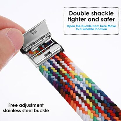 Cobee Braided Elastic Loop Watch Bands, Universal Watch Replacement Bands with Heavy Duty Stainless Steel Buckle for Smartwatch, Quick Release Sports Watch Straps for Men Women (22mm, Rainbow) 3 Cobee Braided Elastic Loop Watch Bands, Universal Watch Replacement Bands with Heavy Duty Stainless Steel Buckle for Smartwatch, Quick Release Sports Watch Straps for Men Women (22mm, Rainbow) - Image 3