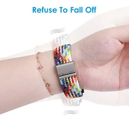 Cobee Braided Elastic Loop Watch Bands, Universal Watch Replacement Bands with Heavy Duty Stainless Steel Buckle for Smartwatch, Quick Release Sports Watch Straps for Men Women (22mm, Rainbow) 4 Cobee Braided Elastic Loop Watch Bands, Universal Watch Replacement Bands with Heavy Duty Stainless Steel Buckle for Smartwatch, Quick Release Sports Watch Straps for Men Women (22mm, Rainbow) - Image 4