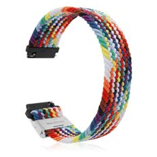 Cobee Braided Elastic Loop Watch Bands, Universal Watch Replacement Bands with Heavy Duty Stainless Steel Buckle for Smartwatch, Quick Release Sports Watch Straps for Men Women (22mm, Rainbow)