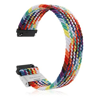 Cobee Braided Elastic Loop Watch Bands, Universal Watch Replacement Bands with Heavy Duty Stainless Steel Buckle for Smartwatch, Quick Release Sports Watch Straps for Men Women (22mm, Rainbow) 2 Cobee Braided Elastic Loop Watch Bands, Universal Watch Replacement Bands with Heavy Duty Stainless Steel Buckle for Smartwatch, Quick Release Sports Watch Straps for Men Women (22mm, Rainbow) - Image 2