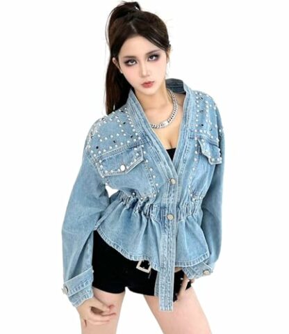 DARKSHE Women's Faux Leather PU Jacket, Graffiti Studded Rivet Punk Biker Moto Fashion Coat with Long Sleeve - Image 2