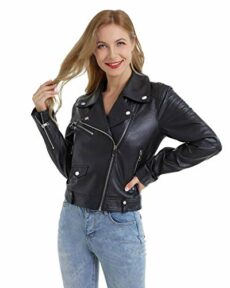 DIASHINY Faux Leather Jacket Women Cropped Leather Jacket PU Moto Biker Motorcycle Short Coat