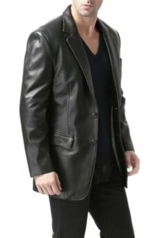 DarkRabbit Leather Blazer Jacket for Men Black