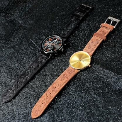Deeplus 20mm Watch Bands for Men, Mens' Retro Pattern Leather Watch Strap, Quick Release Handmade Vintage Watch Replacement for Samsung Galaxy Watch 6 Band Classic 43mm 47mm 40mm 44mm 4 Deeplus 20mm Watch Bands for Men, Mens' Retro Pattern Leather Watch Strap, Quick Release Handmade Vintage Watch Replacement for Samsung Galaxy Watch 6 Band Classic 43mm 47mm 40mm 44mm - Image 4