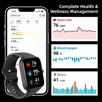 Delvfire Smart Watch for Men Women (Answer/Make Call), Alexa Built-in, 1.8" Touch Screen Fitness Watch with Sp02 Heart Rate Sleep Monitor, 100 Sports, Waterproof Step Counter Watch for iPhone Android 4 Delvfire Smart Watch for Men Women (Answer/Make Call), Alexa Built-in, 1.8" Touch Screen Fitness Watch with Sp02 Heart Rate Sleep Monitor, 100 Sports, Waterproof Step Counter Watch for iPhone Android - Image 4