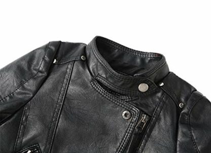 Echinodon Girl's Faux Leather Motorcycle Jacket Children Zipper Leather Coats 3 Echinodon Girl's Faux Leather Motorcycle Jacket Children Zipper Leather Coats - Image 3