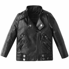 Echinodon Girl's Faux Leather Motorcycle Jacket Children Zipper Leather Coats