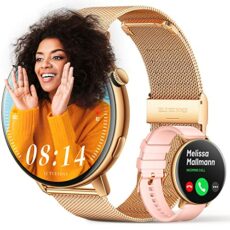 FMK Smart Watch with Call Function - 1.32'' Full Touch Fitness Tracker Watch with Female Health Tracking Blood Oxygen Heart Rate Sleep Monitor Waterproof Sports Watches for Android IOS