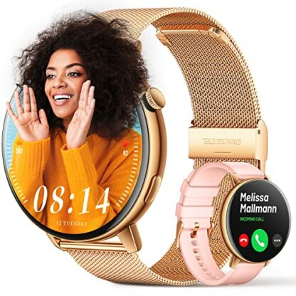 FMK Smart Watch with Call Function - 1.32'' Full Touch Fitness Tracker Watch with Female Health Tracking Blood Oxygen Heart Rate Sleep Monitor Waterproof Sports Watches for Android IOS - Image 2
