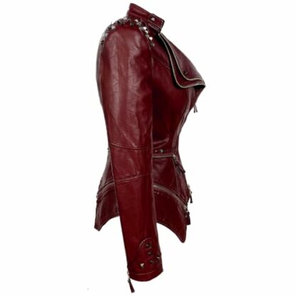 Fashion SX Women's Studded Rivets Faux Leather Jacket Plus Size Motorcycle Leather Casual Coats - Image 4