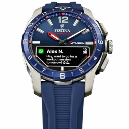 Festina Connected D Hybrid Smartwatch (44mm) Dark Blue Integrated Digital Dial/Dark Blue Rubber Strap F23000/1 - Image 3