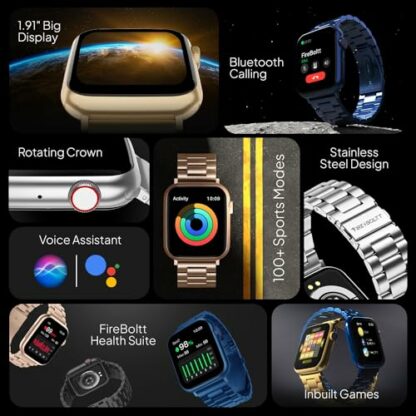 Fire-Boltt Lumos Stainless Steel Luxury Smart Watch with 1.91” Large Display, Bluetooth Calling, Voice Assistant, 100+ Sports Modes 4 Fire-Boltt Lumos Stainless Steel Luxury Smart Watch with 1.91” Large Display, Bluetooth Calling, Voice Assistant, 100+ Sports Modes - Image 4