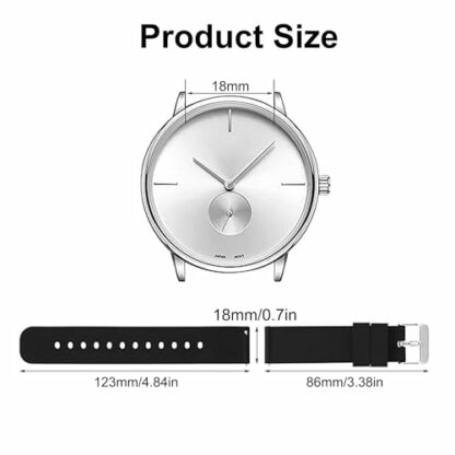 Foyscr Silicone Strap, Quick Buckle Waterproof Soft Strap, Black Strap, Silver Stainless Steel Buckle, Men's and Women's Smartwatch Strap, Sport Watch Strap - Image 3