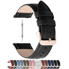 Fullmosa Leather Watch Strap 22mm 20mm 18mm 24mm 16mm 14mm, Classic Cross Leather Band Compatible with Samsung Watch, Huawei Watch, Fossil Watch, Withings Smart Watches