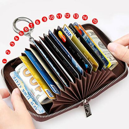 FurArt Credit Card Wallet, Zipper Card Cases Holder for Men Women, RFID Blocking, Keychain Wallet, Compact Size - Image 4