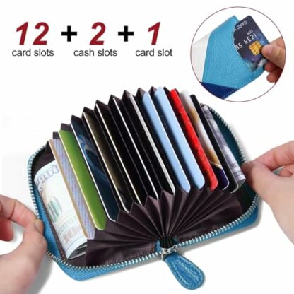 GADIEMKENSD Genuine Leather Credit Card Wallet Fold Accordion Style with RFID Blocking - Image 3