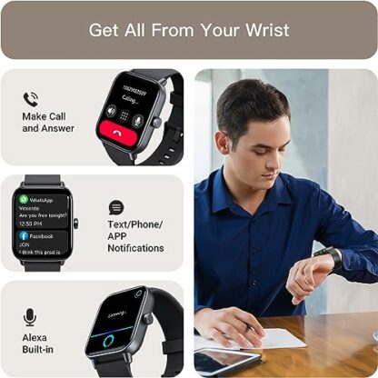 Gydom Smart Watch (Alexa Built-in & Bluetooth Call), Smartwatch with SpO2/Heart Rate/Sleep/Stress Monitor, Calorie/Step/Distance Counter, 100+ Sport Modes, IP68 Fitness Watch 3 Gydom Smart Watch (Alexa Built-in & Bluetooth Call), Smartwatch with SpO2/Heart Rate/Sleep/Stress Monitor, Calorie/Step/Distance Counter, 100+ Sport Modes, IP68 Fitness Watch - Image 3
