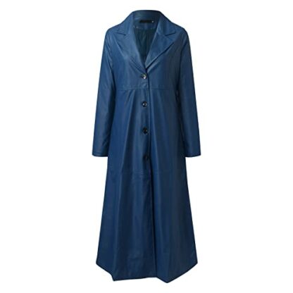 HANXIULIN Womens Long Trench Coat Ladies Fashion Solid Button Slim Warm Long Leather Coat Women Full Length 4 HANXIULIN Womens Long Trench Coat Ladies Fashion Solid Button Slim Warm Long Leather Coat Women Full Length - Image 4