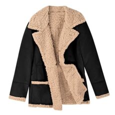 HAOLEI Leather Jacket Mens,Faux Fur Sherpa Fleece Lined Trucker Jacket Sheepskin Winter Trench Coat Warm Thick Outwear Fluffy Motorcycle Cargo Biker Jacket Overcoat for Men UK Clearance