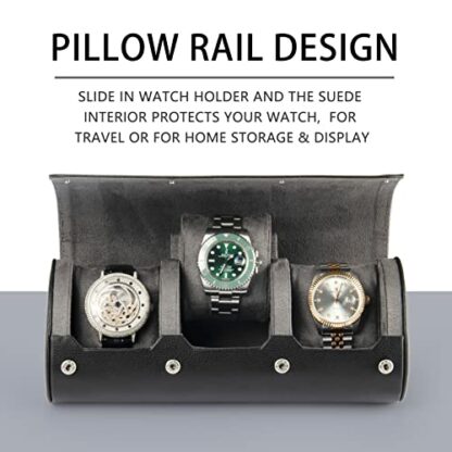 HELMDY Watch Travel Case for Men, 3 Slot Watch Box Organizer Display Case - Image 4