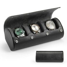 HELMDY Watch Travel Case for Men, 3 Slot Watch Box Organizer Display Case