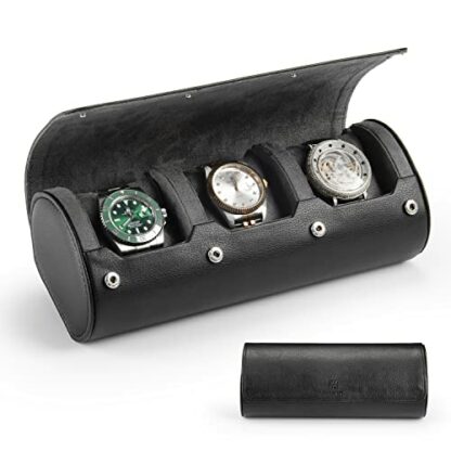 HELMDY Watch Travel Case for Men, 3 Slot Watch Box Organizer Display Case - Image 2