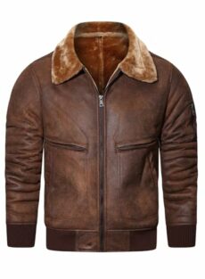 HOOD CREW Men’s Faux Leather Jacket Warm Winter Fur Coat Motorcycle Bomber Jacket