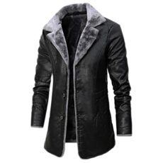 HYMCX Men's Fur Leather Jacket Aviator Bomber Shearling Coat Sherpa Fleece Lined Jackets Mens Faux Fur Jacket