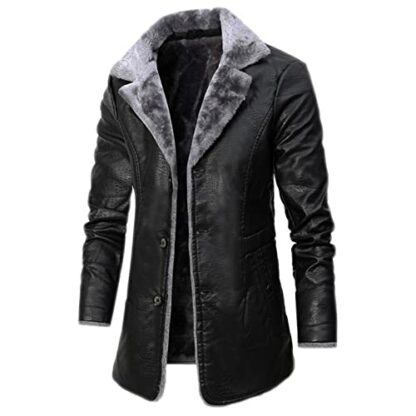 HYMCX Men's Fur Leather Jacket Aviator Bomber Shearling Coat Sherpa Fleece Lined Jackets Mens Faux Fur Jacket 2 HYMCX Men's Fur Leather Jacket Aviator Bomber Shearling Coat Sherpa Fleece Lined Jackets Mens Faux Fur Jacket - Image 2