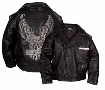 Harley-Davidson Baby Boys' Upwing Eagle Biker Pleather Jacket Black 0366074 - Image 3