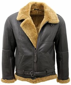 Infinity Men’s Brown RAF Real Shearling Sheepskin Flying Leather Jacket