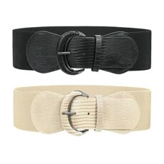 JASGOOD Wide Waist Belt for Women, Vintage Cinch Belt with Hook Buckle Elastic Waist Belt for Dress,Coat