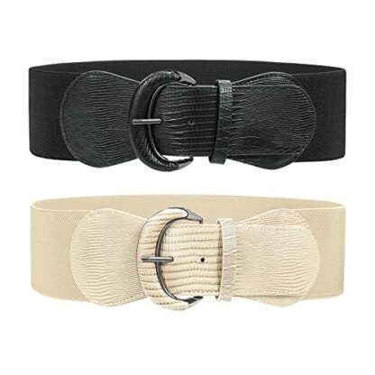 JASGOOD Wide Waist Belt for Women, Vintage Cinch Belt with Hook Buckle Elastic Waist Belt for Dress,Coat 2 JASGOOD Wide Waist Belt for Women, Vintage Cinch Belt with Hook Buckle Elastic Waist Belt for Dress,Coat - Image 2