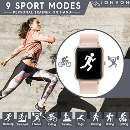 JONVOH Smart Watch Fitness Tracker for Men Women, Smartwatch Digital Heart Rate Monitor, Bluetooth IP68 waterproof, App Text Call Notification, Calorie Counter, 1.3" Touch Screen, SyncLife 205L - Image 3
