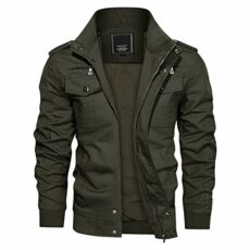 KEFITEVD Men's Military Bomber Jackets Cargo Work Jacket Casual Full Zip Coat Windbreaker